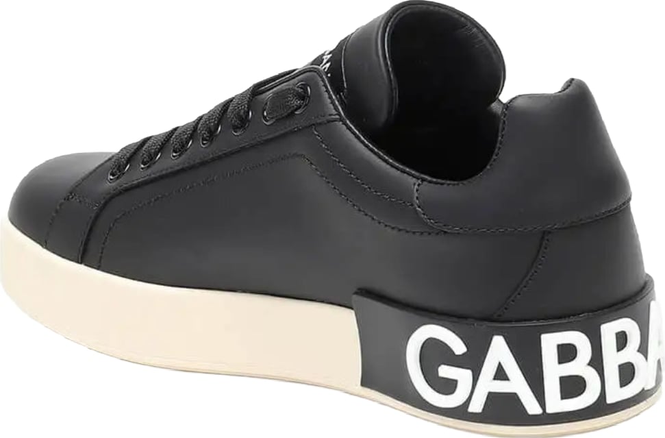 D&G Portofino Logo Print Trainers Men's Black