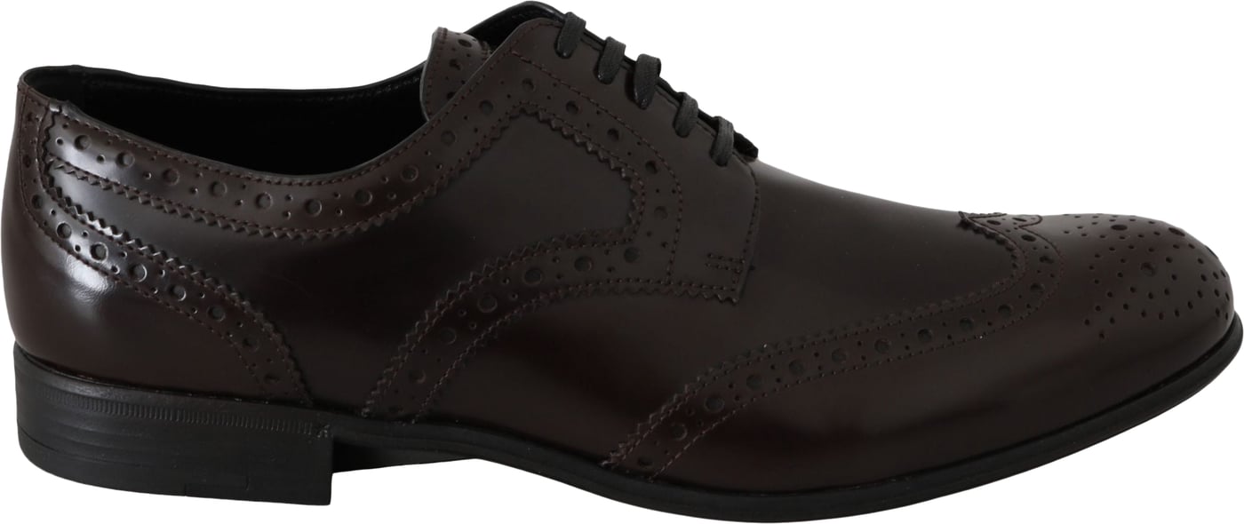 Dolce & Gabbana Brown Leather Broques Oxford Wingtip Shoes