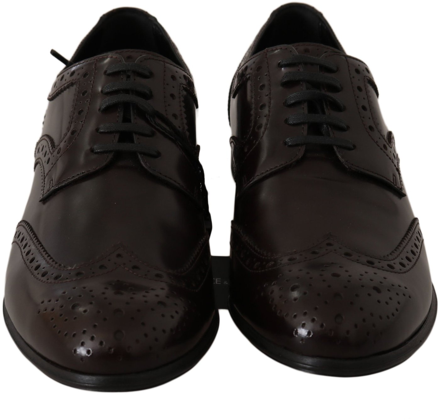 Dolce & Gabbana Brown Leather Broques Oxford Wingtip Shoes