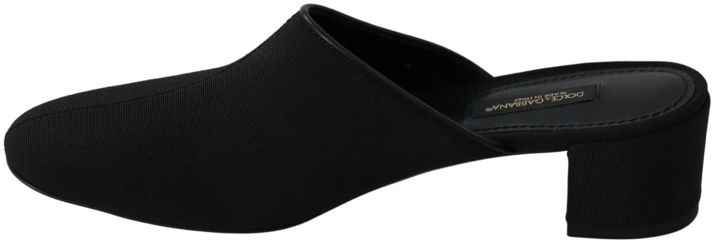 Dolce & Gabbana Black Grosgrain Slides Sandals Women Shoes
