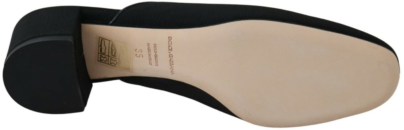 Dolce & Gabbana Black Grosgrain Slides Sandals Women Shoes