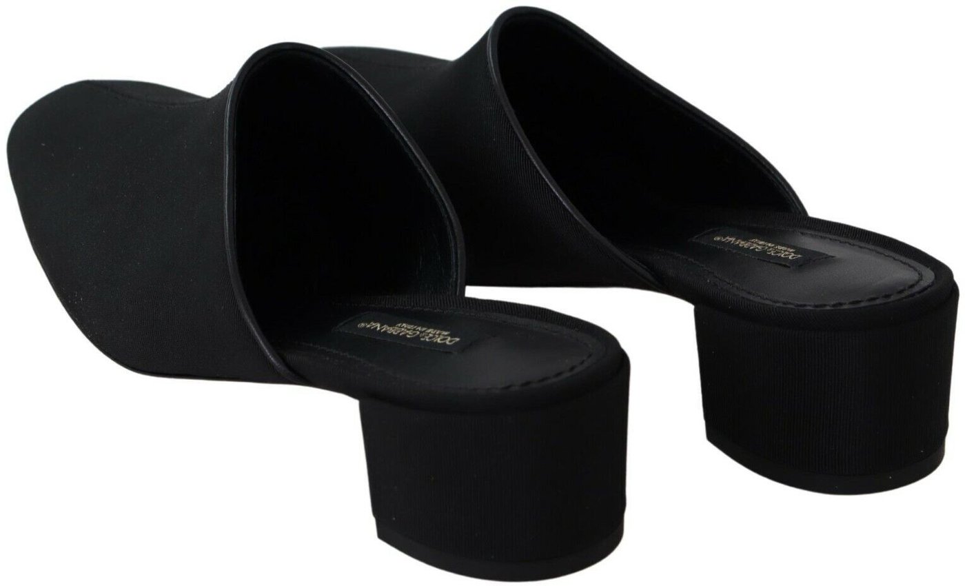 Dolce & Gabbana Black Grosgrain Slides Sandals Women Shoes