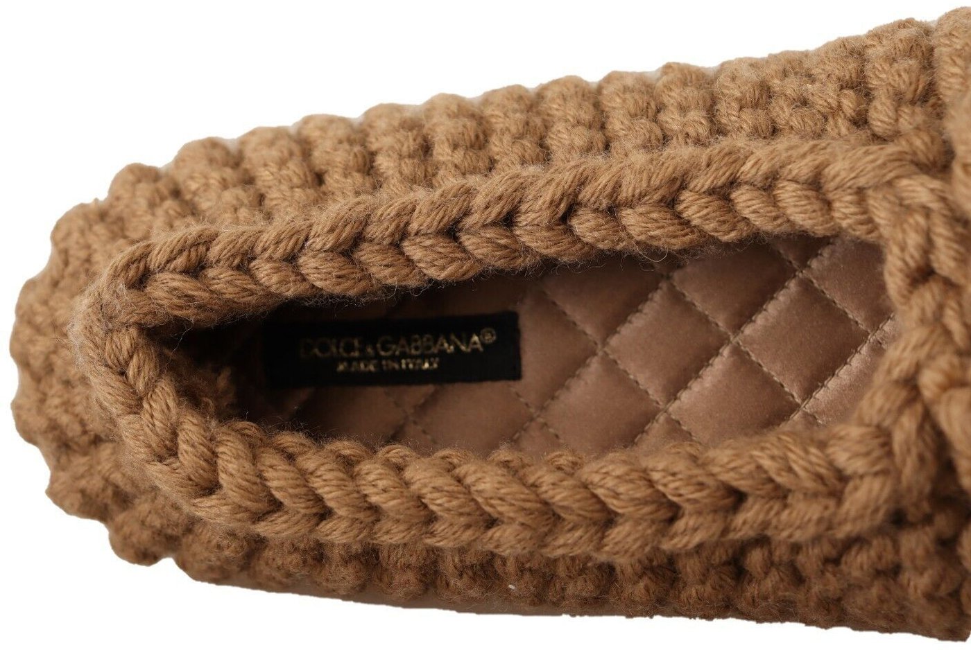 Dolce & Gabbana Brown Slip On Ballerina Flats Wool Knit Shoes
