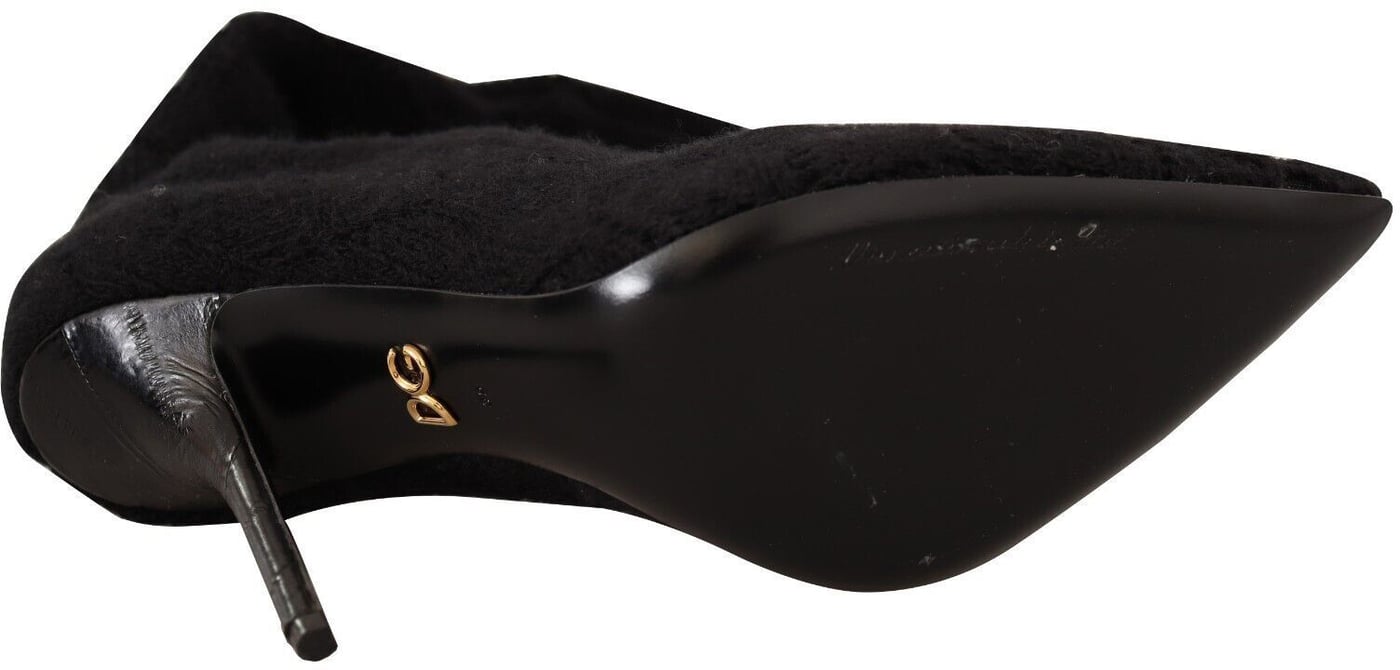 Dolce & Gabbana Black Stretch Socks Knee High Booties Shoes