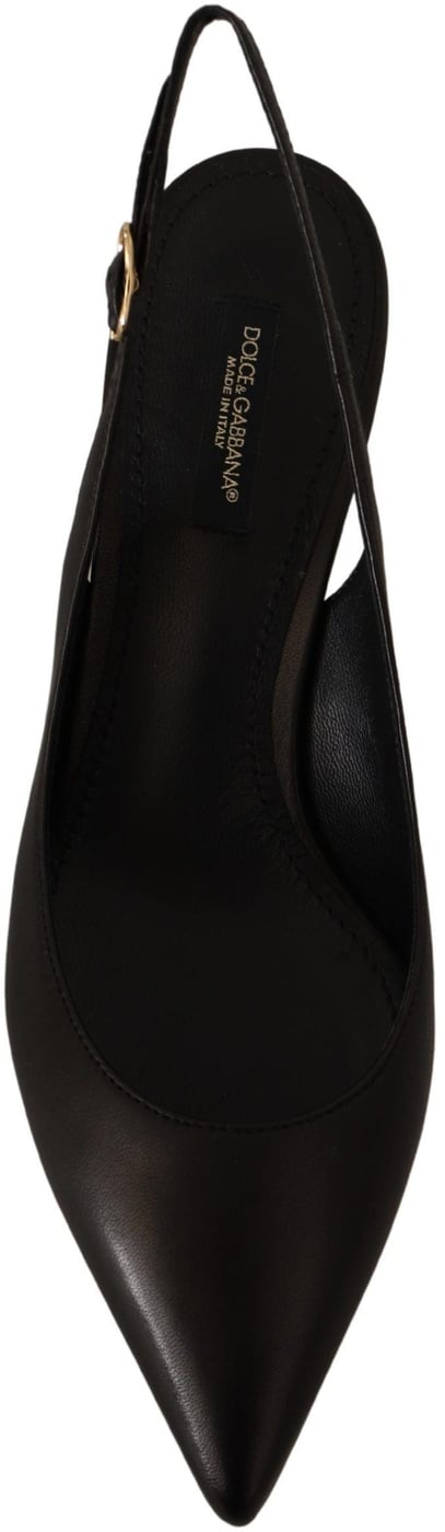 Dolce & Gabbana Black Leather Slingbacks Heels Pumps Shoes