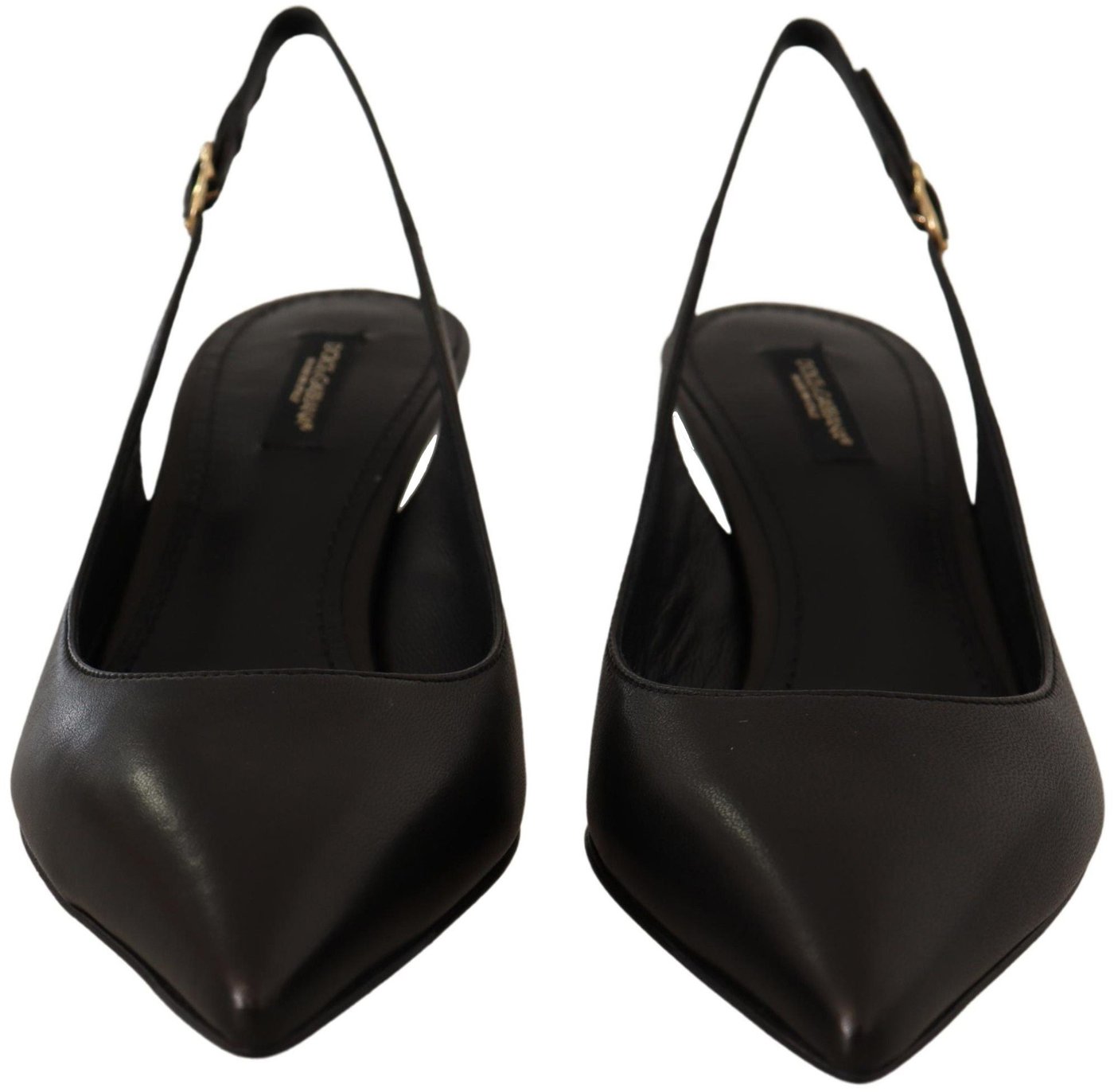 Dolce & Gabbana Black Leather Slingbacks Heels Pumps Shoes