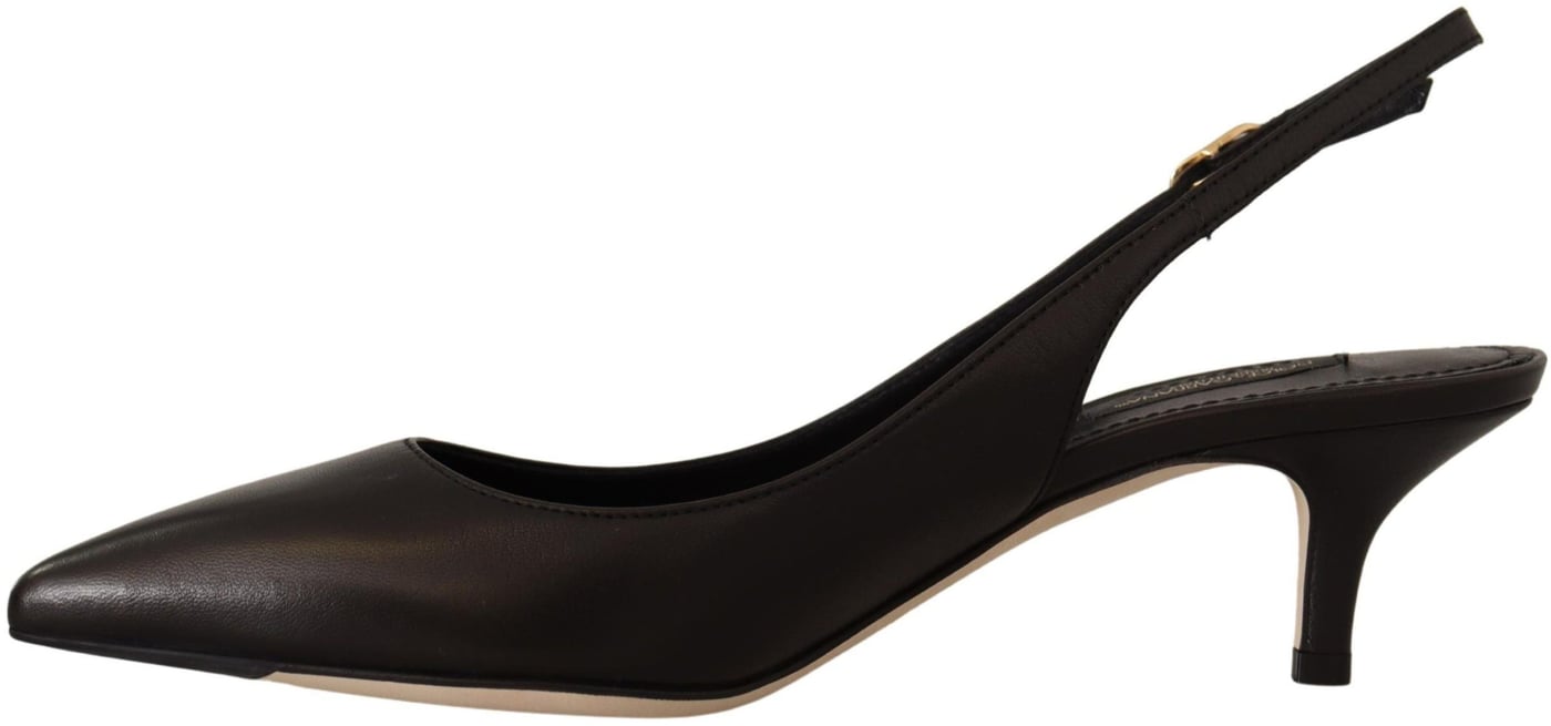 Dolce & Gabbana Black Leather Slingbacks Heels Pumps Shoes