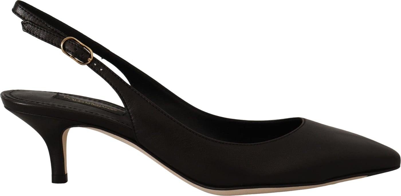 Dolce & Gabbana Black Leather Slingbacks Heels Pumps Shoes
