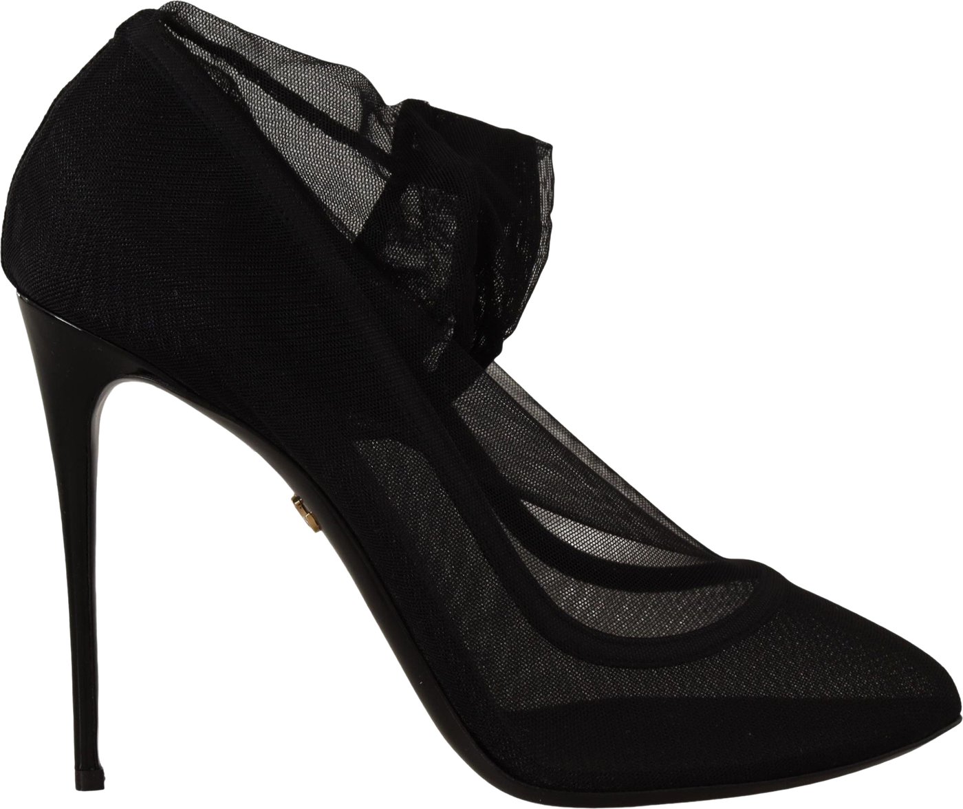 Dolce & Gabbana Black Tulle Stretch Boots Pumps Shoes