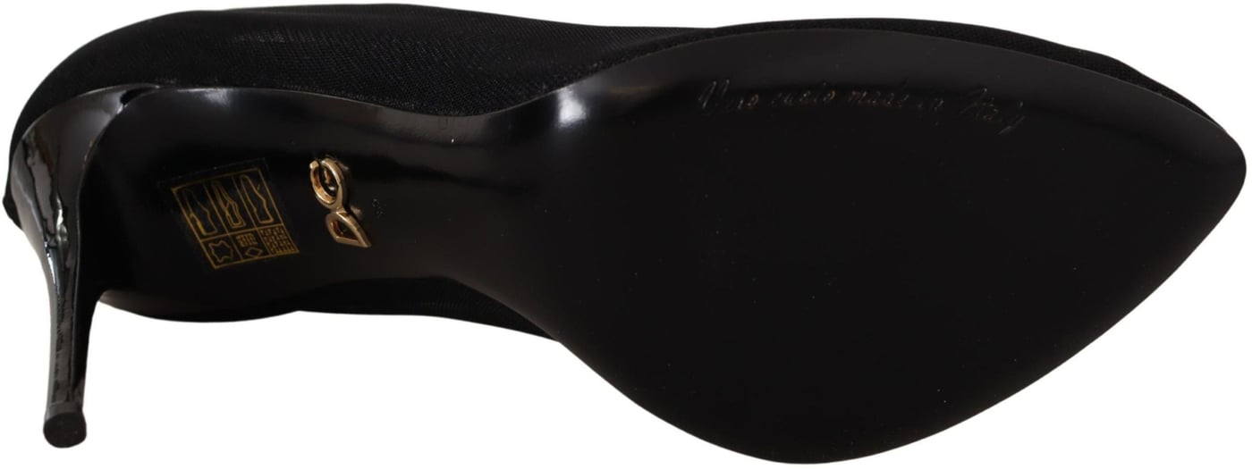Dolce & Gabbana Black Tulle Stretch Boots Pumps Shoes