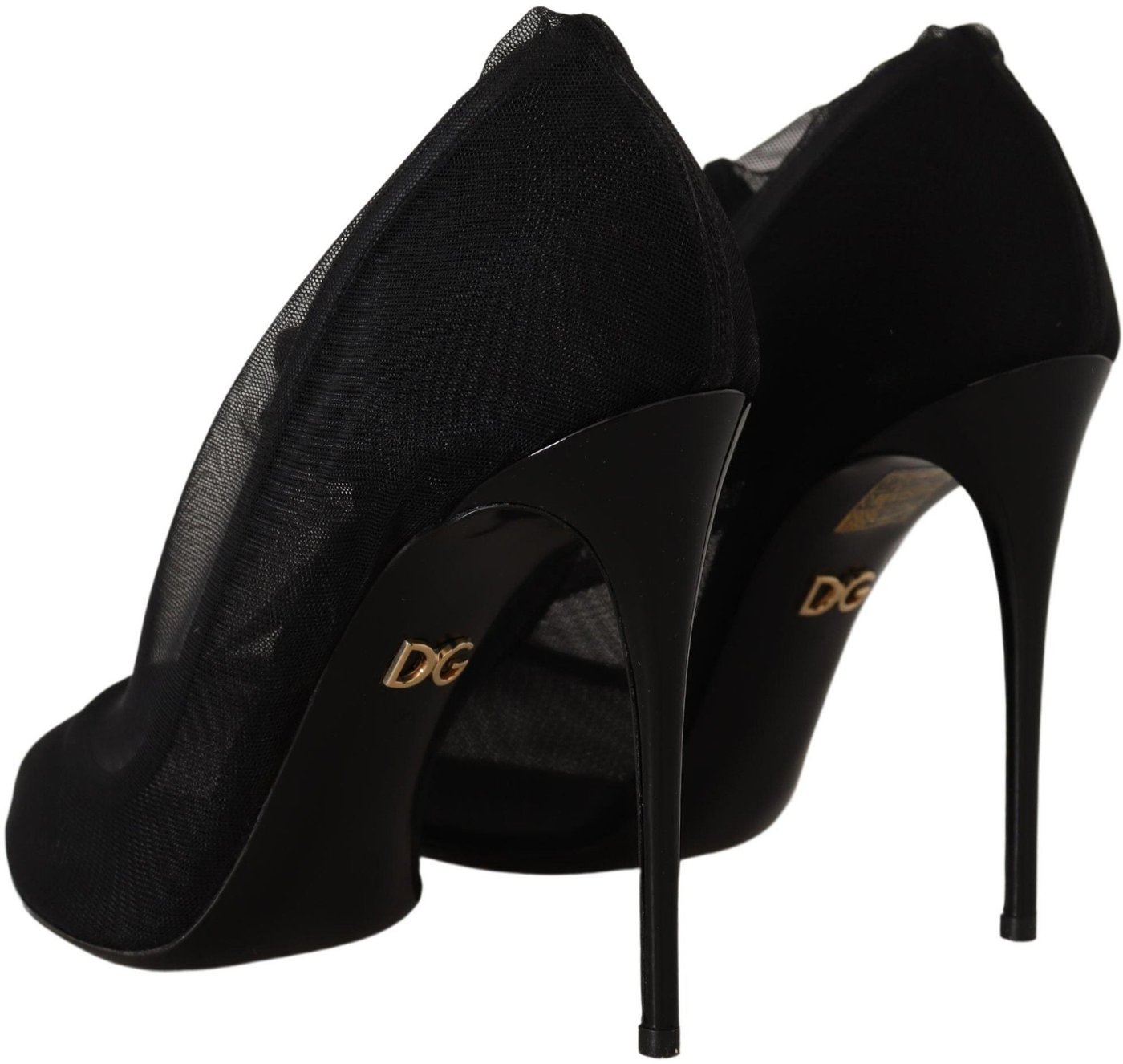 Dolce & Gabbana Black Tulle Stretch Boots Pumps Shoes