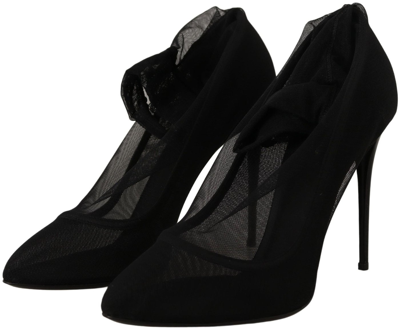 Dolce & Gabbana Black Tulle Stretch Boots Pumps Shoes