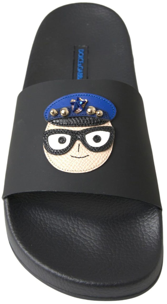Dolce & Gabbana Black Slides Sandals Beach Saint Barth Shoes