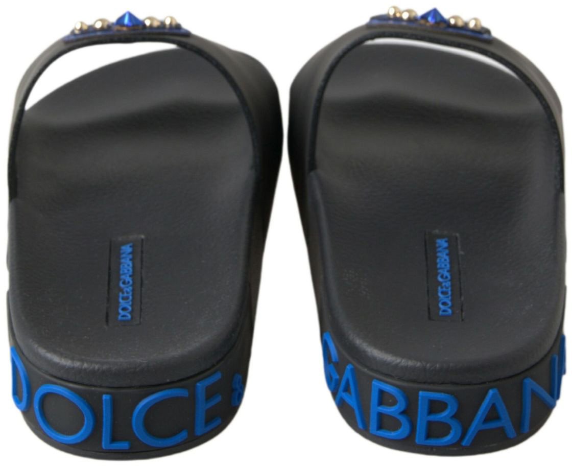 Dolce & Gabbana Black Slides Sandals Beach Saint Barth Shoes