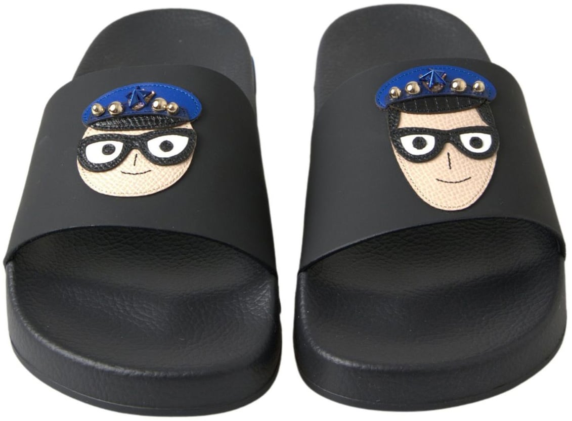 Dolce & Gabbana Black Slides Sandals Beach Saint Barth Shoes