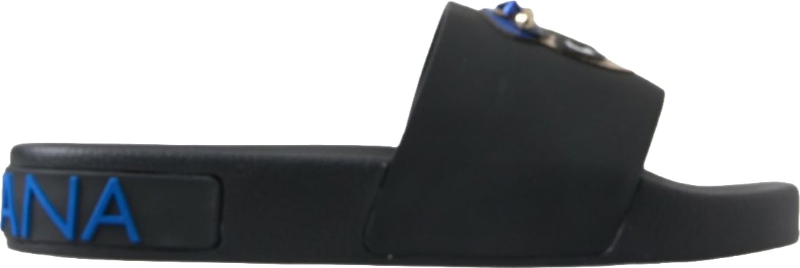 Dolce & Gabbana Black Slides Sandals Beach Saint Barth Shoes