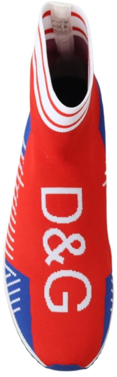 Dolce & Gabbana Blue Red Sorrento Logo Sneakers Socks Shoes