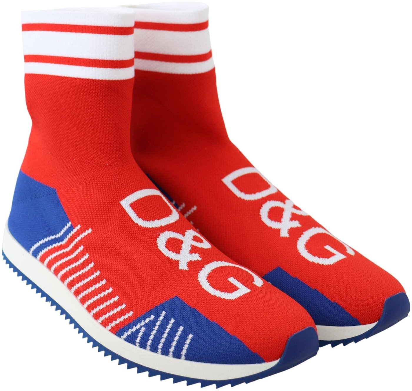 Dolce & Gabbana Blue Red Sorrento Logo Sneakers Socks Shoes