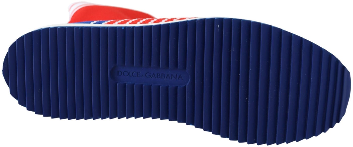 Dolce & Gabbana Blue Red Sorrento Logo Sneakers Socks Shoes