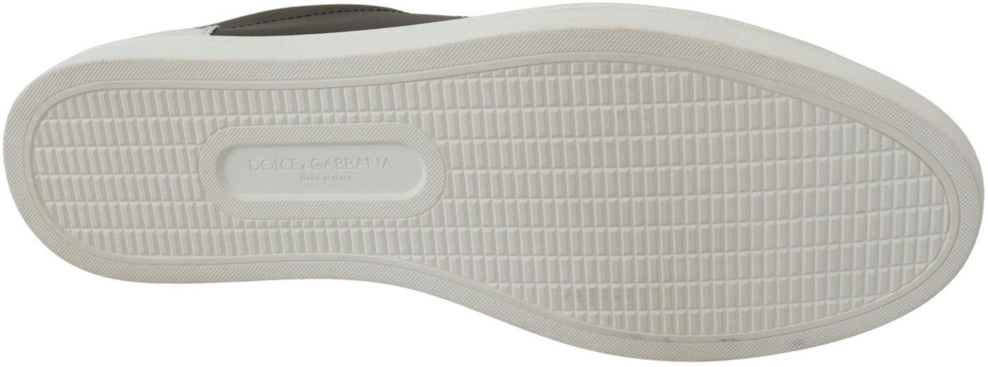 Dolce & Gabbana White Green Leather Low Top Sneakers Shoes