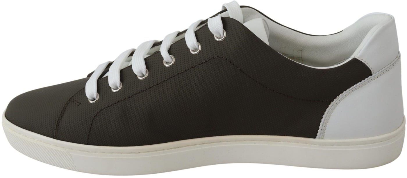 Dolce & Gabbana White Green Leather Low Top Sneakers Shoes