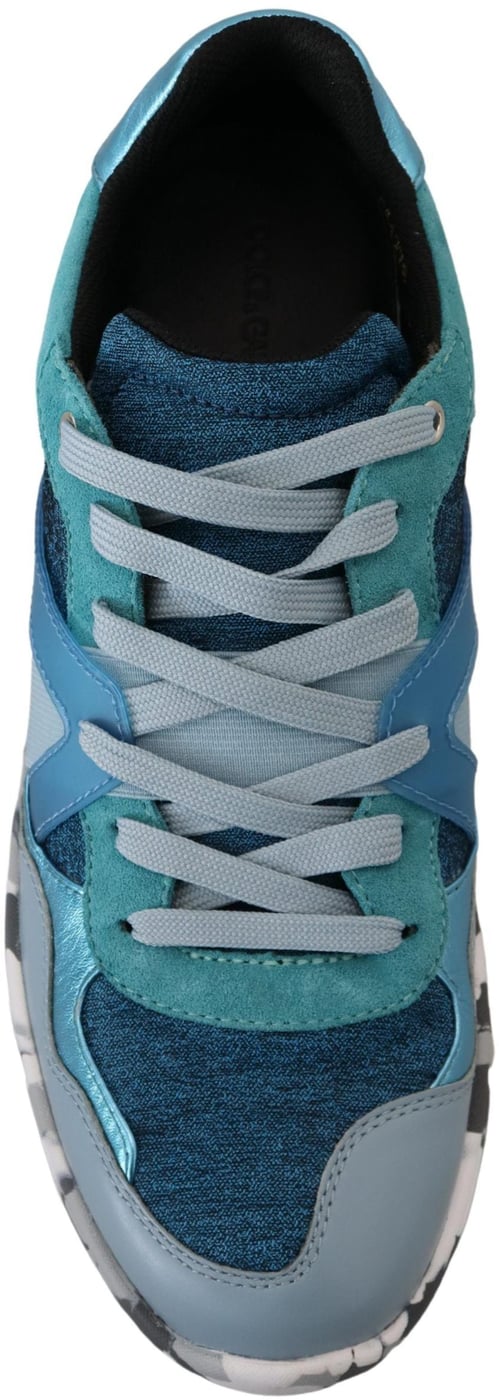 Dolce & Gabbana Blue Gray Leather Sport Low Top Sneakers