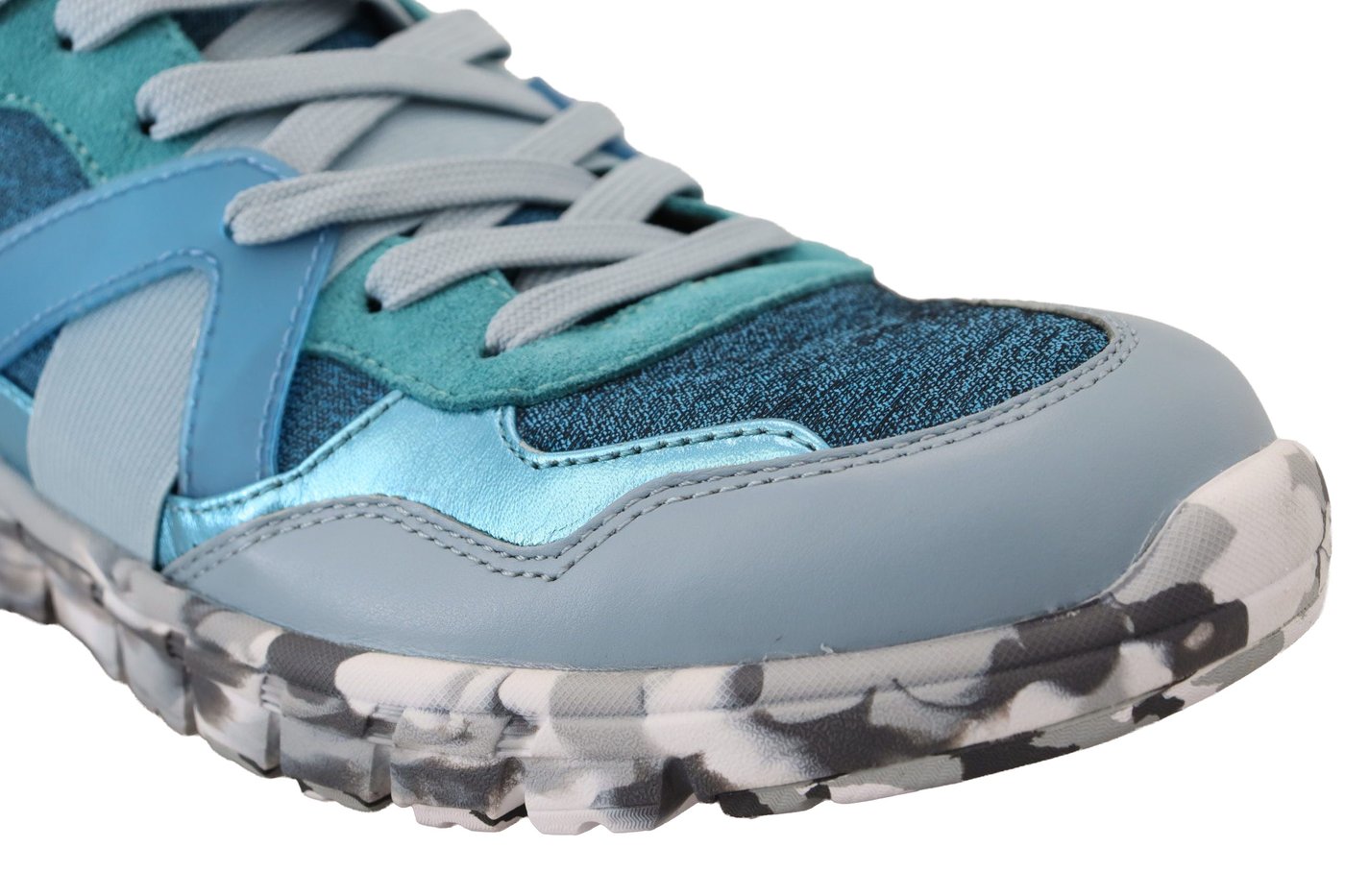 Dolce & Gabbana Blue Gray Leather Sport Low Top Sneakers