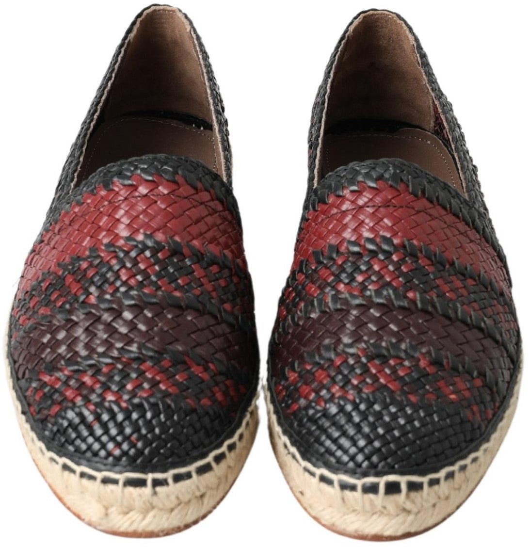 Dolce & Gabbana Black Bordeaux Buffalo Leather Espadrille Shoes