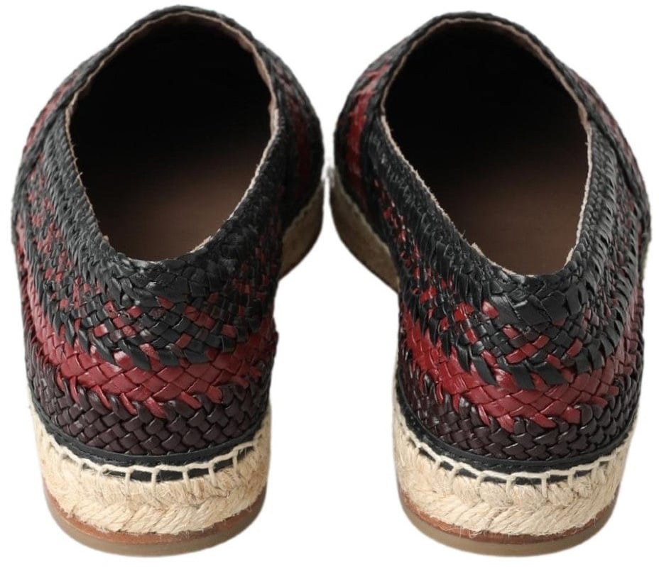 Dolce & Gabbana Black Bordeaux Buffalo Leather Espadrille Shoes