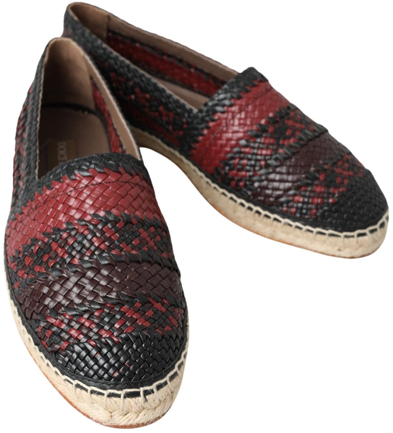Dolce & Gabbana Black Bordeaux Buffalo Leather Espadrille Shoes