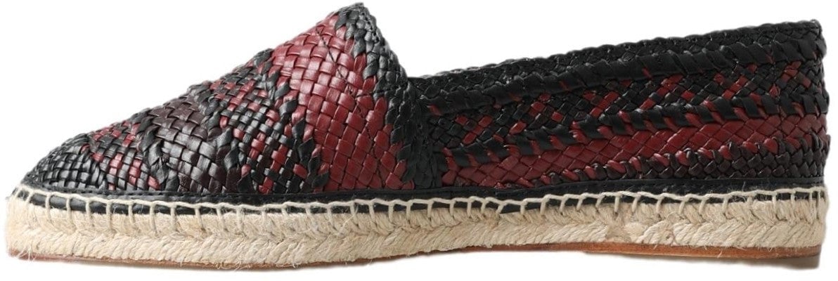 Dolce & Gabbana Black Bordeaux Buffalo Leather Espadrille Shoes