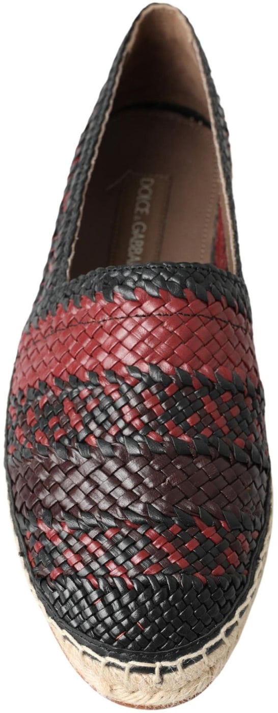 Dolce & Gabbana Black Bordeaux Buffalo Leather Espadrille Shoes