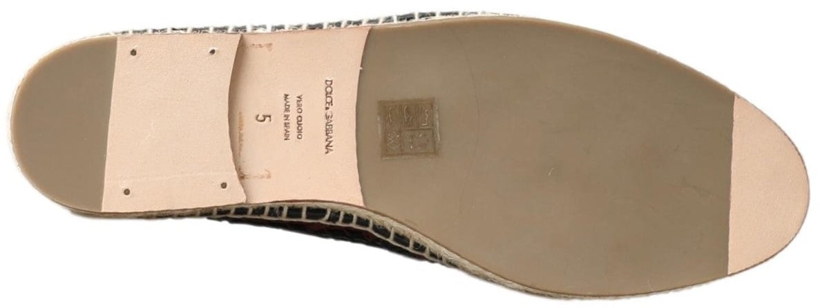 Dolce & Gabbana Black Bordeaux Buffalo Leather Espadrille Shoes