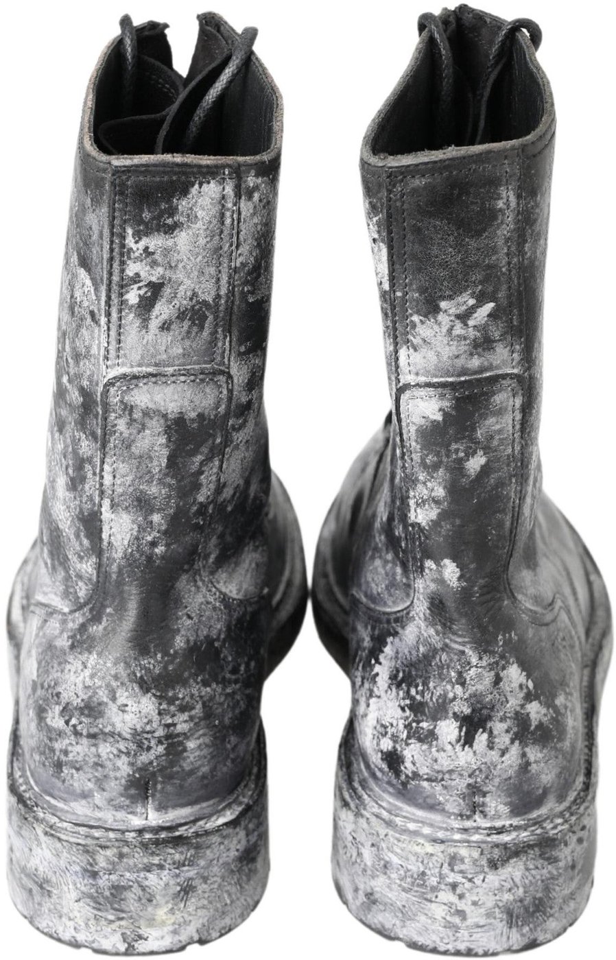 Dolce & Gabbana Black Gray Leather Mid Calf Boots Shoes
