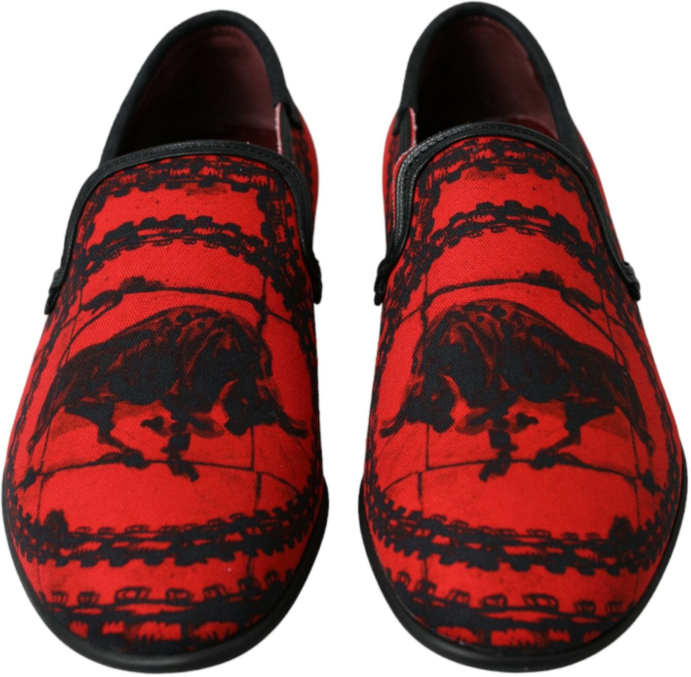 Dolce & Gabbana Red Black Torero Loafers Slippers Men Shoes
