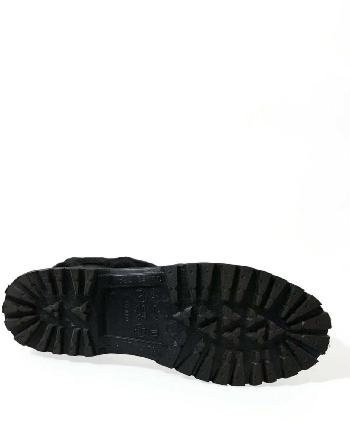 Dolce & Gabbana Black Rubber Lace Up Shearling Rain Boots Shoes