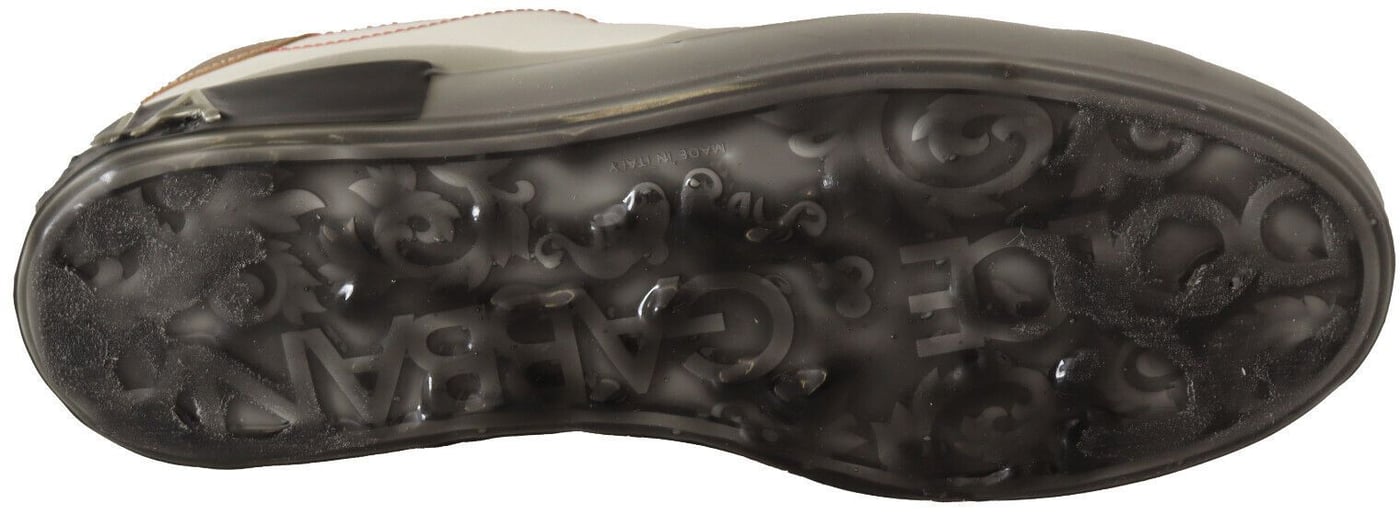 Dolce & Gabbana White Gold Leather Low Top Sneakers Casual Shoes