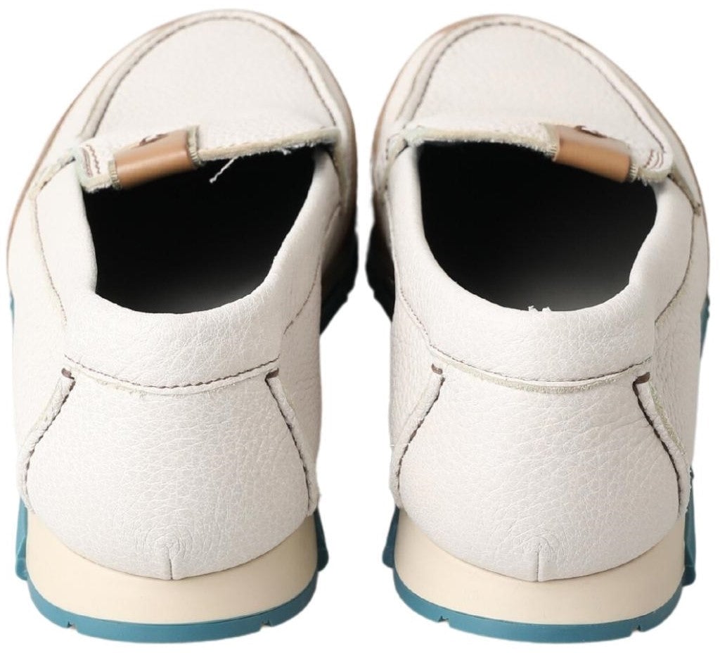 Dolce & Gabbana White Leather Loafers Moccasins Shoes
