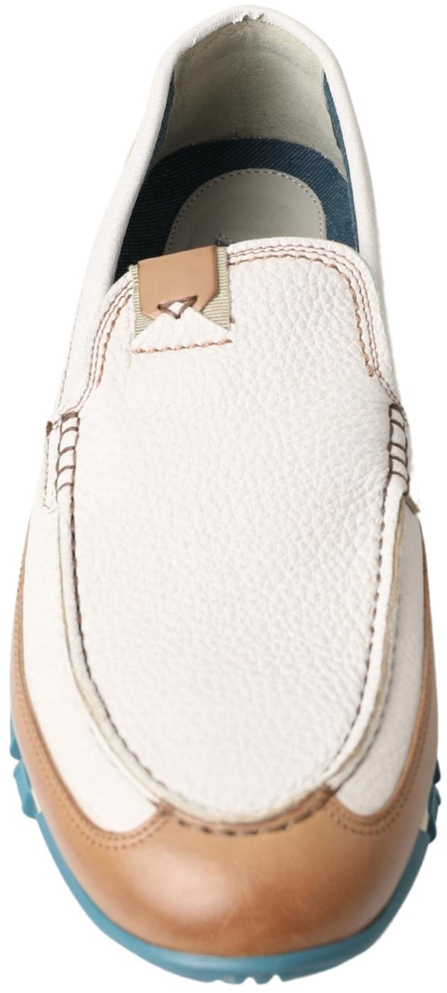Dolce & Gabbana White Leather Loafers Moccasins Shoes