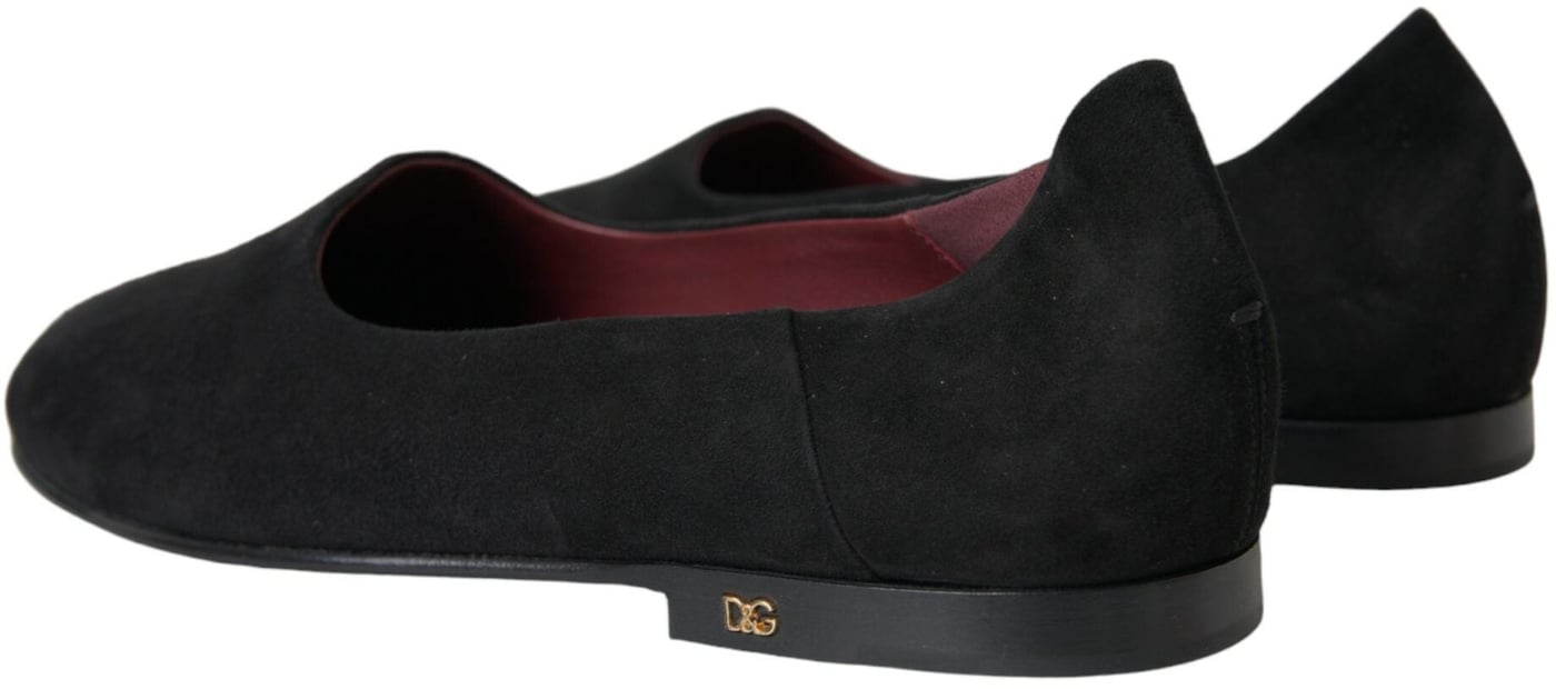 Dolce & Gabbana Black Suede Loafers Formal Dress Slip On Shoes