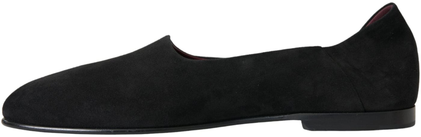 Dolce & Gabbana Black Suede Loafers Formal Dress Slip On Shoes