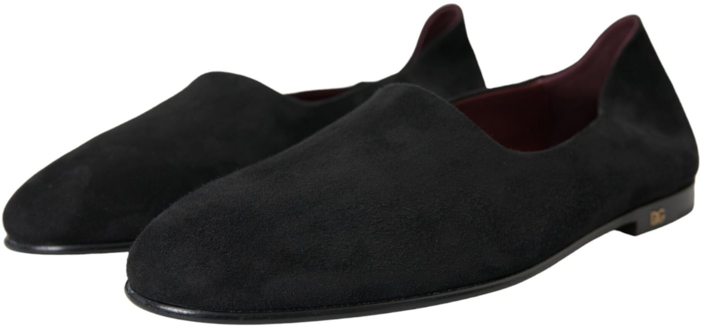 Dolce & Gabbana Black Suede Loafers Formal Dress Slip On Shoes