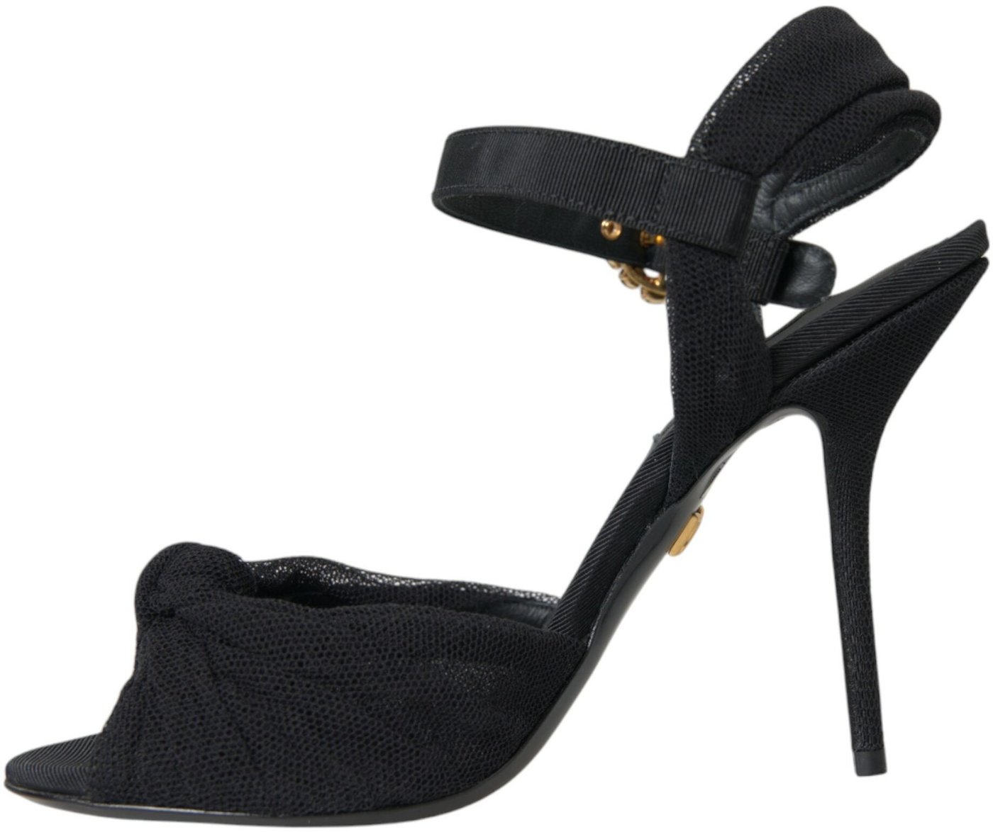 Dolce & Gabbana Black Suede Embellished Heels Sandals Shoes