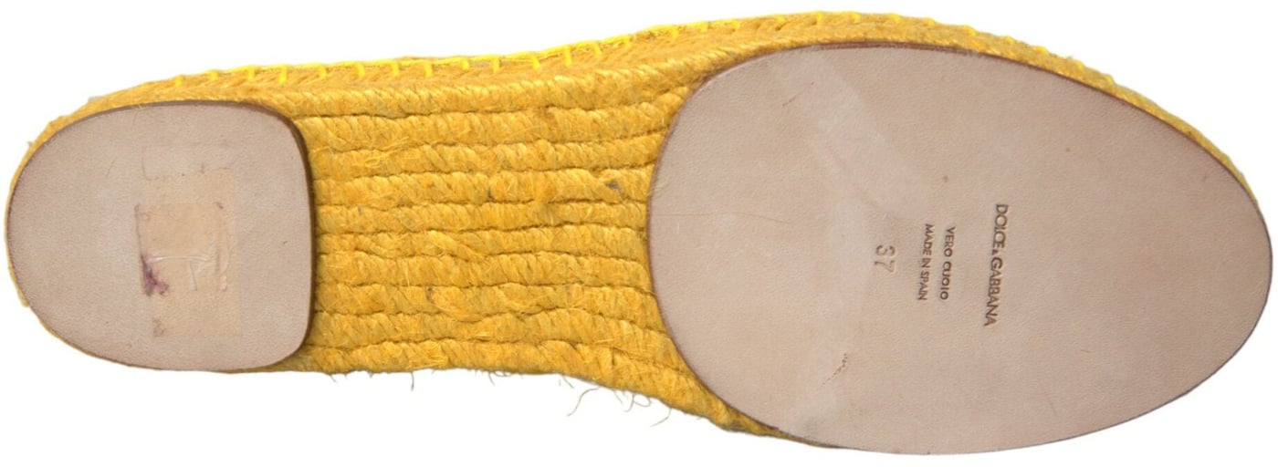 Dolce & Gabbana Yellow Taormina Lace Espadrille Loafers Flats Shoes