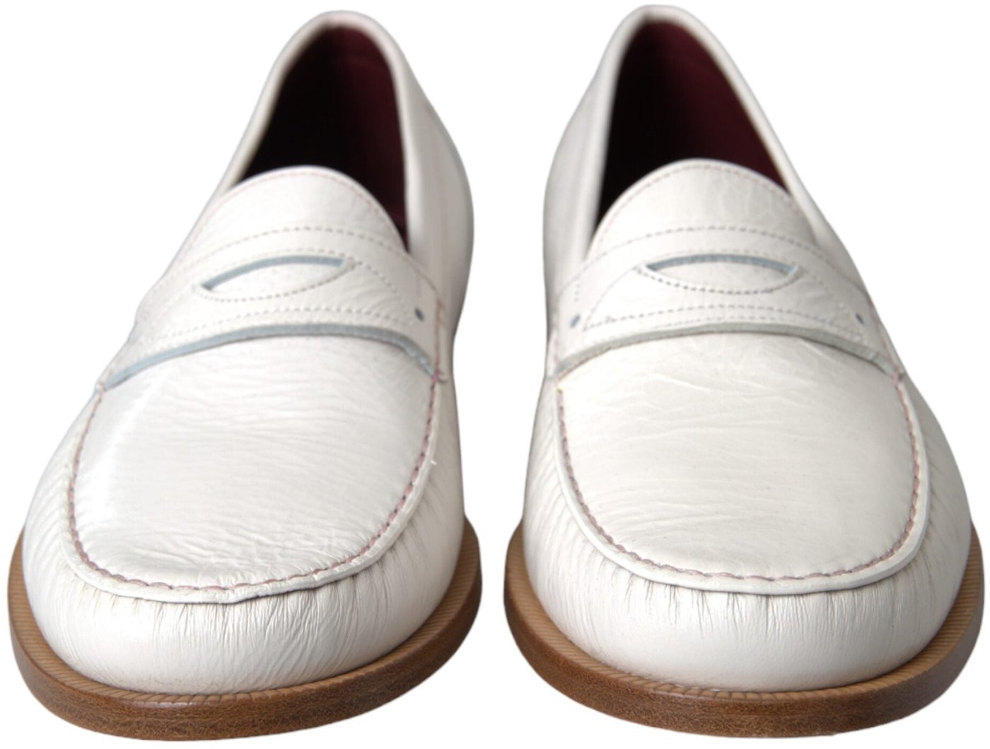Dolce & Gabbana White Leather Slip On Mocassin Loafers Shoes