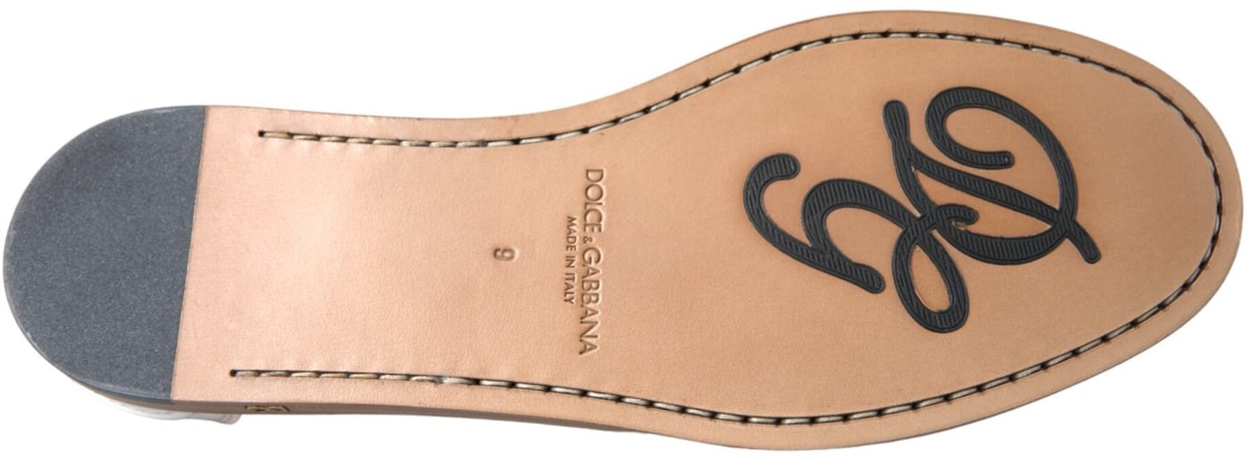 Dolce & Gabbana White Leather Slip On Mocassin Loafers Shoes