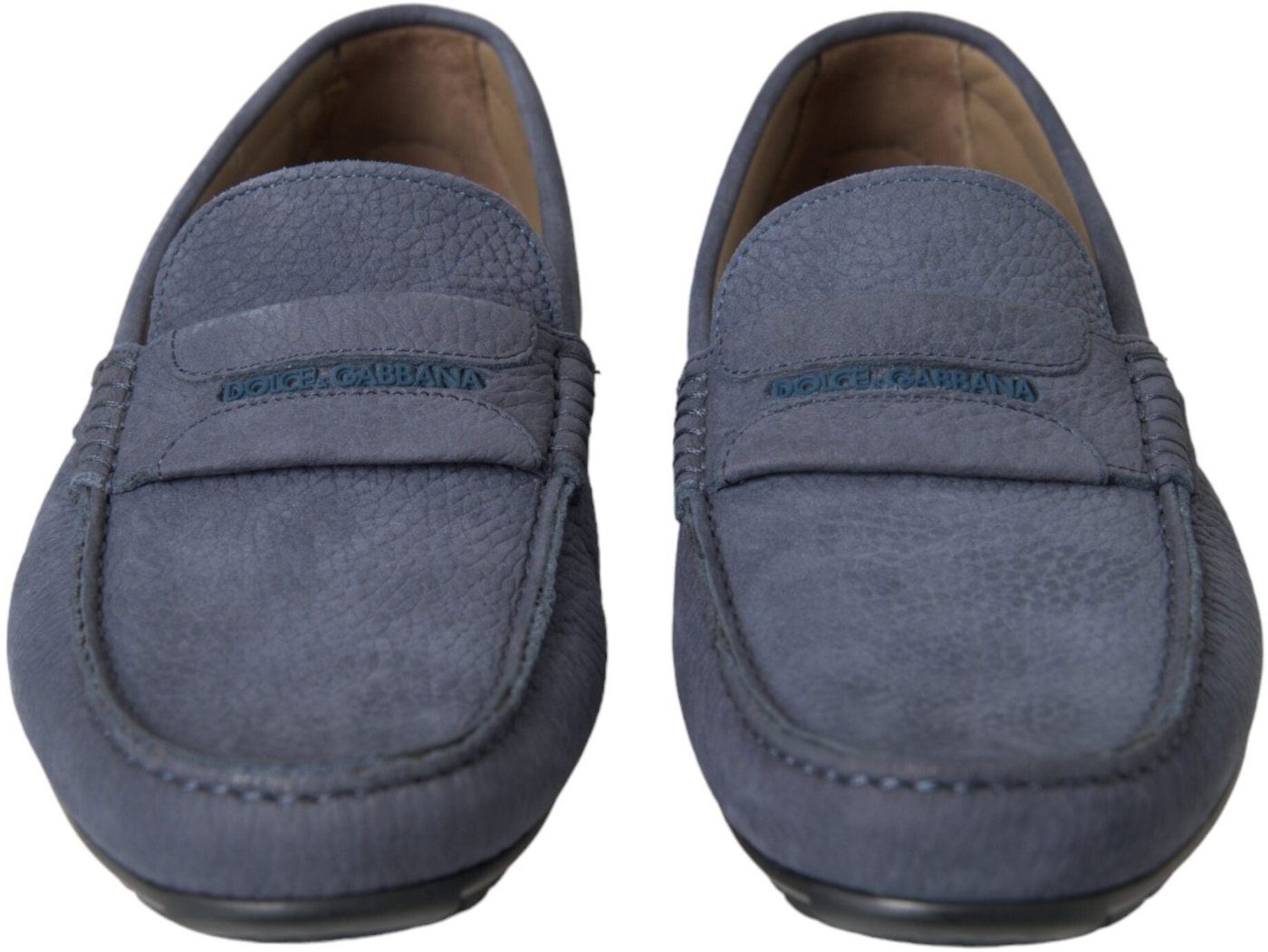 Dolce & Gabbana Blue Calf Leather Slip On Moccasin Shoes