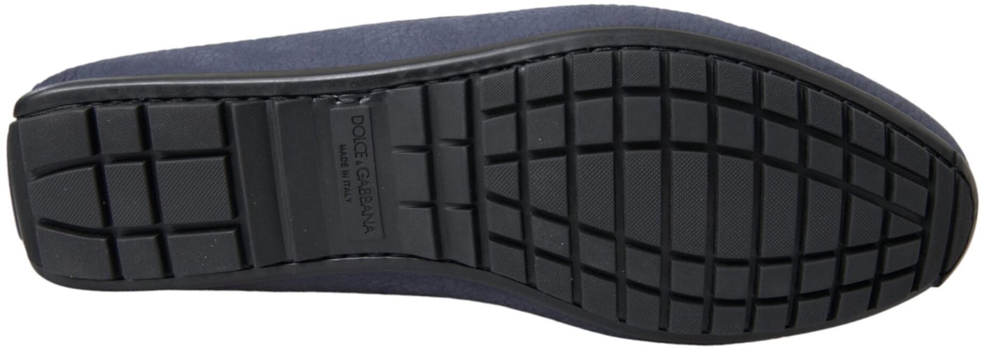 Dolce & Gabbana Blue Calf Leather Slip On Moccasin Shoes