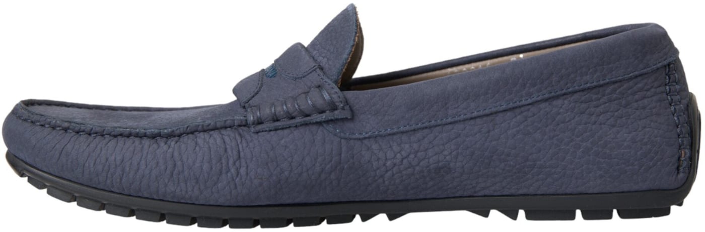 Dolce & Gabbana Blue Calf Leather Slip On Moccasin Shoes