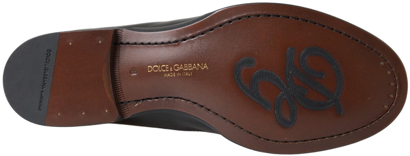 Dolce & Gabbana Black Brown Leather Loafer Men Dress Shoes